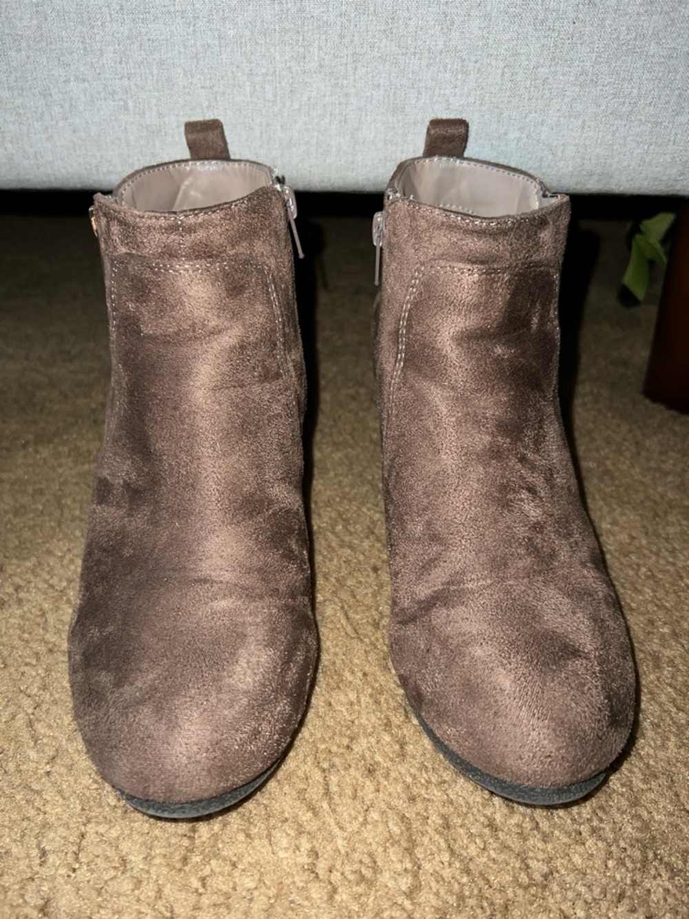 Women’s Brown Suede Ankle Booties - Classic Side-Zip